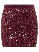 Pinko Gimme Bordeaux Mini Skirt with Sequins - Collezione Happy Birthday | Lidia Shopping