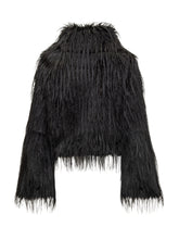 Pinko Black Faux Fur Jacket with Feather Effect - Collezione Happy Birthday | Lidia Shopping