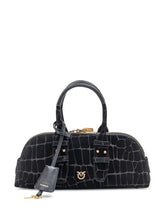 Pinko Black Croc-Effect Leather Bowling Baguette Bag - Collezione Happy Birthday | Lidia Shopping