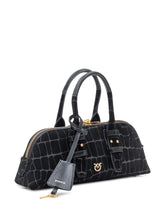Pinko Black Croc-Effect Leather Bowling Baguette Bag - Collezione Happy Birthday | Lidia Shopping