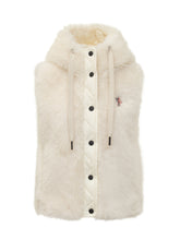 Gilet Avorio in Pelliccia Sintetica con Cappuccio Moncler - Abbigliamento Donna | Lidia Shopping