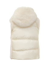 Gilet Avorio in Pelliccia Sintetica con Cappuccio Moncler - Abbigliamento Donna | Lidia Shopping