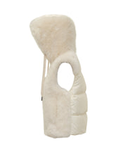 Gilet Avorio in Pelliccia Sintetica con Cappuccio Moncler - Abbigliamento Donna | Lidia Shopping