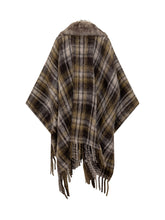 Poncho a Quadri con Collo in Pelliccia Moncler - Abbigliamento Donna | Lidia Shopping