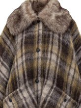 Poncho a Quadri con Collo in Pelliccia Moncler - Abbigliamento Donna | Lidia Shopping