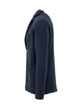Giacca Albarena in Maglia Blu con Motivo Spigato - Abbigliamento Uomo | Lidia Shopping
