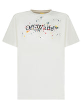 Off-White Kids White T-Shirt with Logo and Paint Details - Collezione Happy Birthday | Lidia Shopping