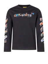 Off-White Kids Graffiti Long Sleeve Black T-Shirt - Collezione Happy Birthday | Lidia Shopping
