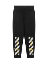 Off-White Kids Black Pants with Logo and Paint Stripes - Collezione Happy Birthday | Lidia Shopping