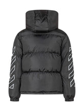 Off-White Black Down Jacket with Logo and Contrast Stripes - Collezione Happy Birthday | Lidia Shopping