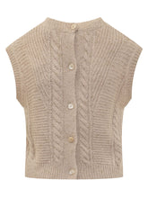 Max Mara Studio Gilet in Maglia a Treccia Beige - Abbigliamento Donna | Lidia Shopping