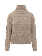 Max Mara Studio Beige Cable Knit High Neck Sweater - Collezione Happy Birthday | Lidia Shopping