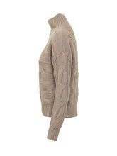Max Mara Studio Beige Cable Knit High Neck Sweater - Collezione Happy Birthday | Lidia Shopping