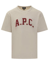 A.P.C. T-Shirt Beige con Logo Rosso - Abbigliamento Uomo | Lidia Shopping