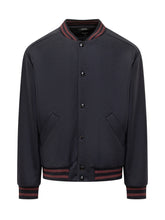 Bomber in Lana Blu con Dettagli a Righe APC - Abbigliamento Uomo | Lidia Shopping