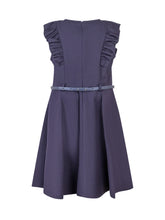 Monnalisa Blue Dress with Ruffles and Belt - Collezione Happy Birthday | Lidia Shopping