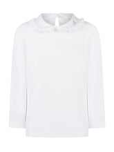 Monnalisa White Shirt with Embroidered Collar - Collezione Happy Birthday | Lidia Shopping