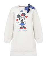 Monnalisa White Dress with Minnie and Blue Bow - Collezione Happy Birthday | Lidia Shopping