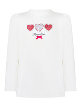 Monnalisa White Top with Hearts and Bow - Collezione Happy Birthday | Lidia Shopping