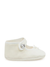 Monnalisa White Velvet Baby Shoes with Jewel Button - Collezione Happy Birthday | Lidia Shopping