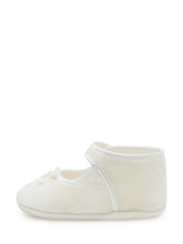 Monnalisa White Velvet Baby Shoes with Jewel Button - Collezione Happy Birthday | Lidia Shopping