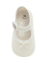 Monnalisa White Velvet Baby Shoes with Jewel Button - Collezione Happy Birthday | Lidia Shopping