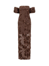 Rotate Brown Maxi Dress with 3D Floral Details - Collezione Happy Birthday | Lidia Shopping