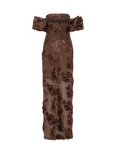 Rotate Brown Maxi Dress with 3D Floral Details - Collezione Happy Birthday | Lidia Shopping