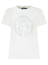 Versace Kids White T-Shirt with Medusa Rhinestone Logo - Collezione Happy Birthday | Lidia Shopping