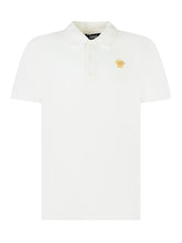 Versace Kids White Polo Shirt with Embroidered Medusa Logo - Collezione Happy Birthday | Lidia Shopping