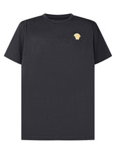 Versace Kids Black T-Shirt with Embroidered Medusa Logo - Collezione Happy Birthday | Lidia Shopping