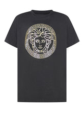 Versace Kids Black T-Shirt with Gold Maxi Medusa Logo - Collezione Happy Birthday | Lidia Shopping