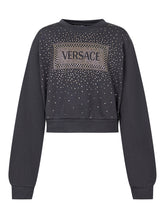 Versace Kids Black Sweatshirt with Gold Studded Logo - Collezione Happy Birthday | Lidia Shopping