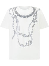 Versace Kids White T-Shirt with Silver Chains Print - Collezione Happy Birthday | Lidia Shopping