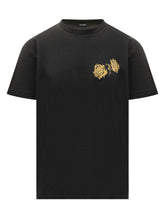Willy Chavarria Black T-Shirt with Gold Rose Print - Collezione Happy Birthday | Lidia Shopping