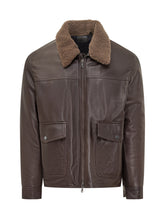 Dfour Brown Leather Jacket with Shearling Collar - Collezione Happy Birthday | Lidia Shopping
