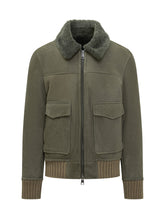 Dfour Green Suede Shearling Jacket with Shearling Collar - Collezione Happy Birthday | Lidia Shopping