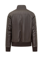 Dfour Brown Leather Jacket with Ribbed High Collar - Collezione Happy Birthday | Lidia Shopping