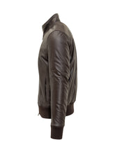 Dfour Brown Leather Jacket with Ribbed High Collar - Collezione Happy Birthday | Lidia Shopping