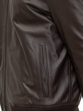 Dfour Brown Leather Jacket with Ribbed High Collar - Collezione Happy Birthday | Lidia Shopping