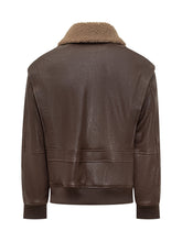 Dfour Brown Leather Jacket with Shearling Collar and Flap Pockets - Collezione Happy Birthday | Lidia Shopping