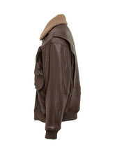 Dfour Brown Leather Jacket with Shearling Collar and Flap Pockets - Collezione Happy Birthday | Lidia Shopping