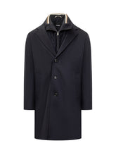 Boss Wool Coat Blue with Zip Detail - Boss | Lidia Shopping