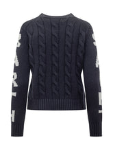 MC2 Saint Barth Blue Cable Knit Sweater with Logo - Collezione Happy Birthday | Lidia Shopping