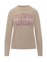 St. Barth Beige Sweater with Splendida Splendente Writing - Collezione Happy Birthday | Lidia Shopping