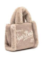 Beige Knit Bag with Faux Fur Saint Barth - Mc2 Saint Barth | Lidia Shopping