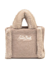 Beige Knit Bag with Faux Fur Saint Barth - Mc2 Saint Barth | Lidia Shopping