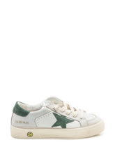 Golden Goose Kids White May Sneaker with Green Star - Collezione Happy Birthday | Lidia Shopping