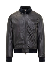 Renzo Cenci Leather Bomber Jacket with Ribbed Details - Collezione Happy Birthday | Lidia Shopping