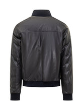 Renzo Cenci Leather Bomber Jacket with Ribbed Details - Collezione Happy Birthday | Lidia Shopping